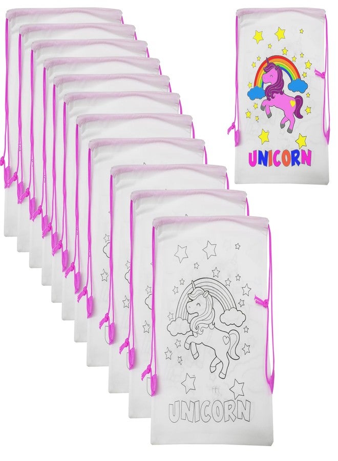 Asera حقائب تلوين أسيرّا DIY، هدايا عيد ميلاد، حقائب ظهر، حقائب دوري، حقائب هدايا | مجموعة من 12 قطعة | المقاس: 14 × 11 بوصة | للأطفال (يونيكورن) - Image 1